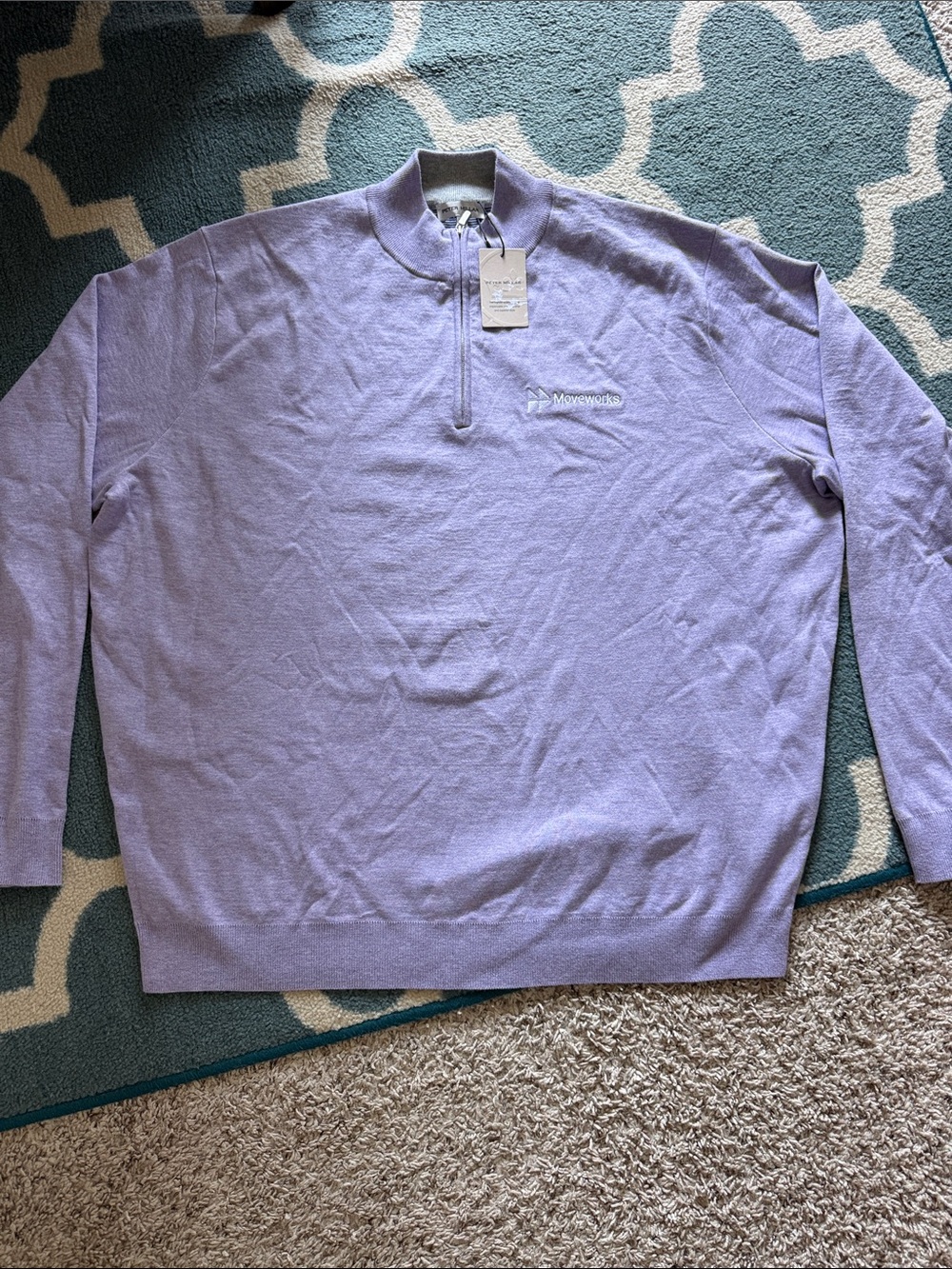 NWT Peter Millar Men's Light Lavender Half-Zip Sweater Never Worn